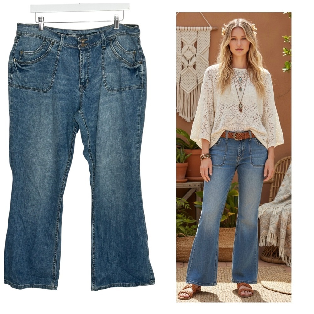 Vintage Y2K Fashion Bug Bootcut Flare Jeans Classic Denim 18W Boho Retro Hippie